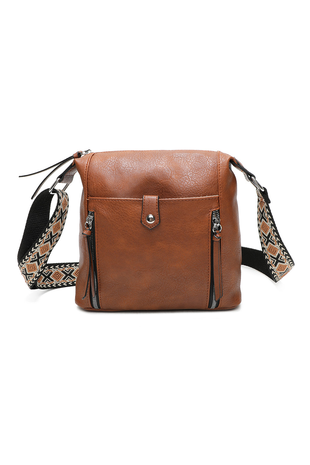 Madura Quadruple Zips Crossbody Messenger Bag with Canvas Strap