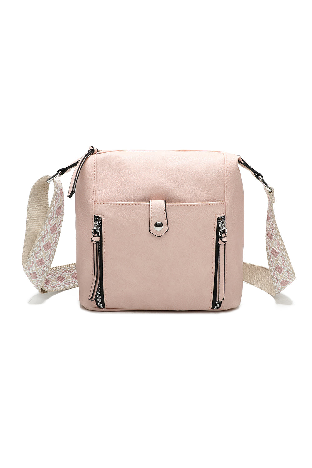 Madura Quadruple Zips Crossbody Messenger Bag with Canvas Strap