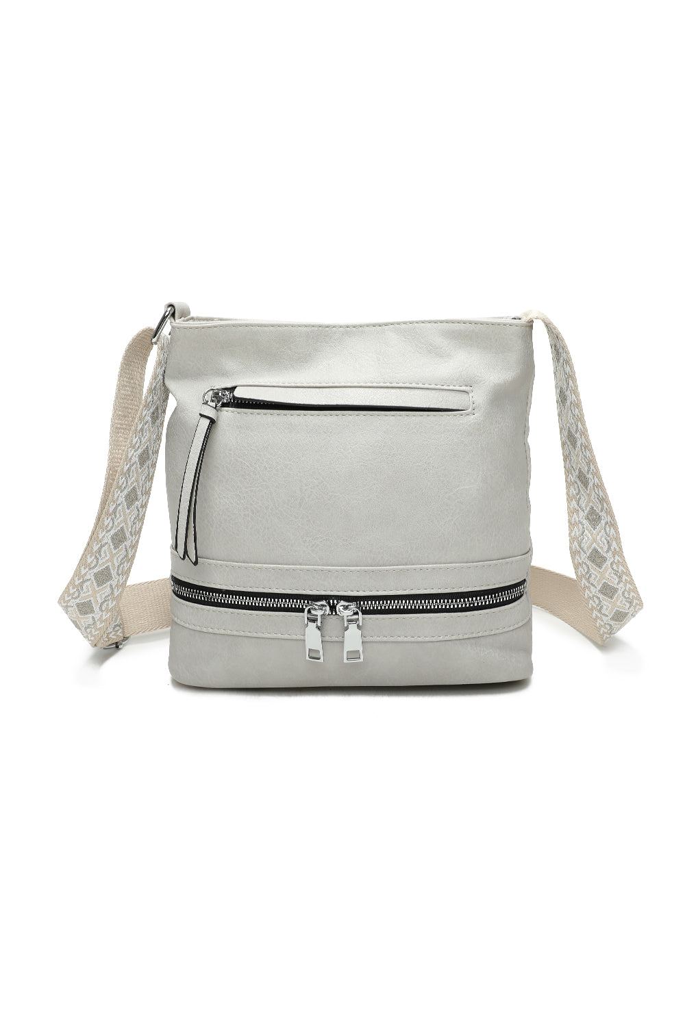 Ithnan Quadruple Zips Crossbody Messenger Bag with Canvas Strap