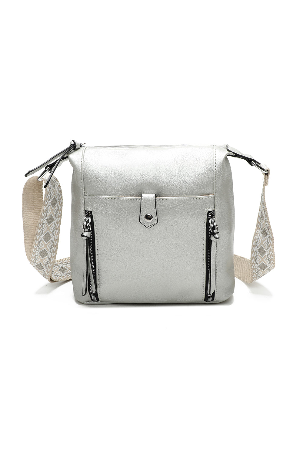 Madura Quadruple Zips Crossbody Messenger Bag with Canvas Strap