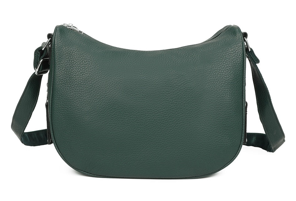 Noma Dual Compartments PU Leather Crossbody Bag with Side Zip Pockets(RW240525)