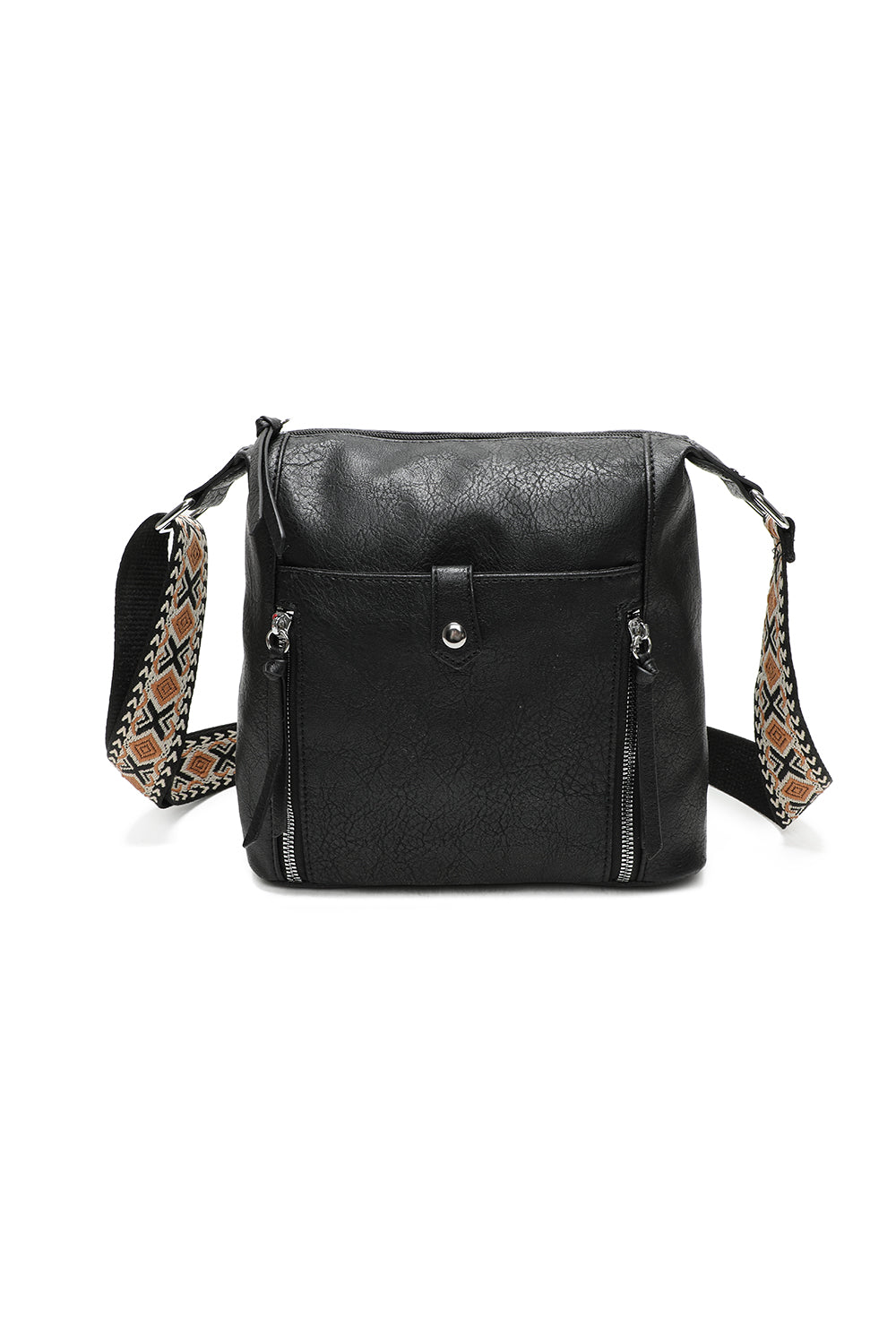 Madura Quadruple Zips Crossbody Messenger Bag with Canvas Strap
