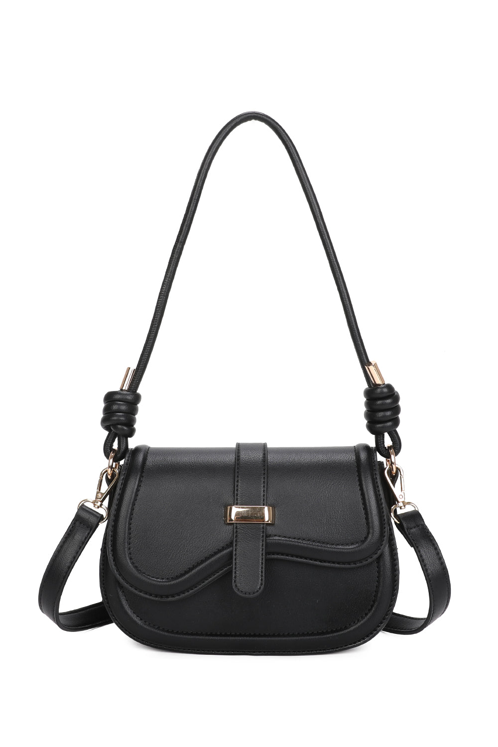 Knotted Strap PU Leather Shoulder Bag - RY240811