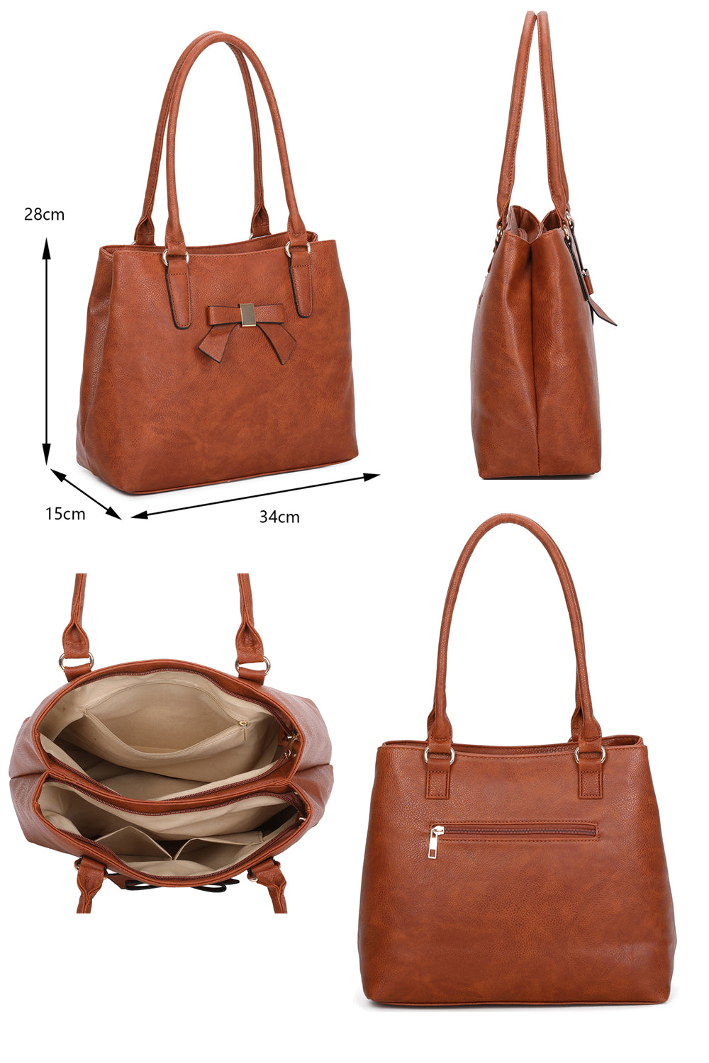 Daley PU Leather Dual Compartment Shoulder Tote Bag - RS17008