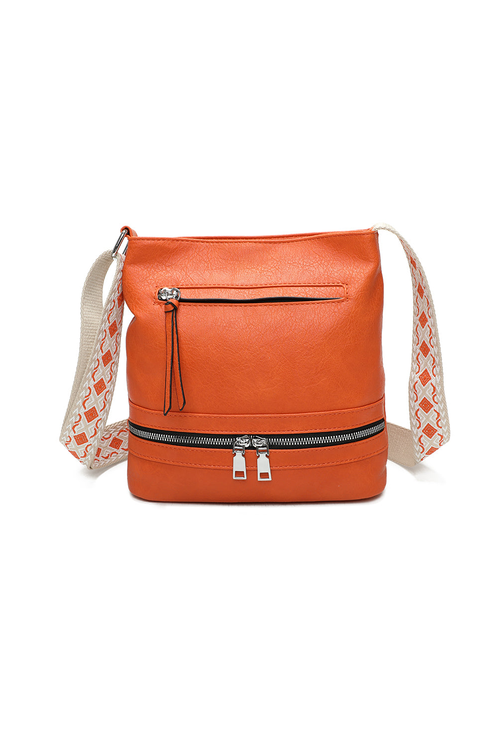 Ithnan Quadruple Zips Crossbody Messenger Bag with Canvas Strap