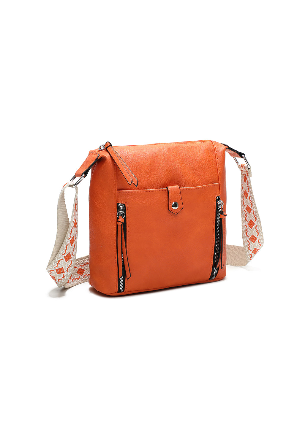 Madura Quadruple Zips Crossbody Messenger Bag with Canvas Strap