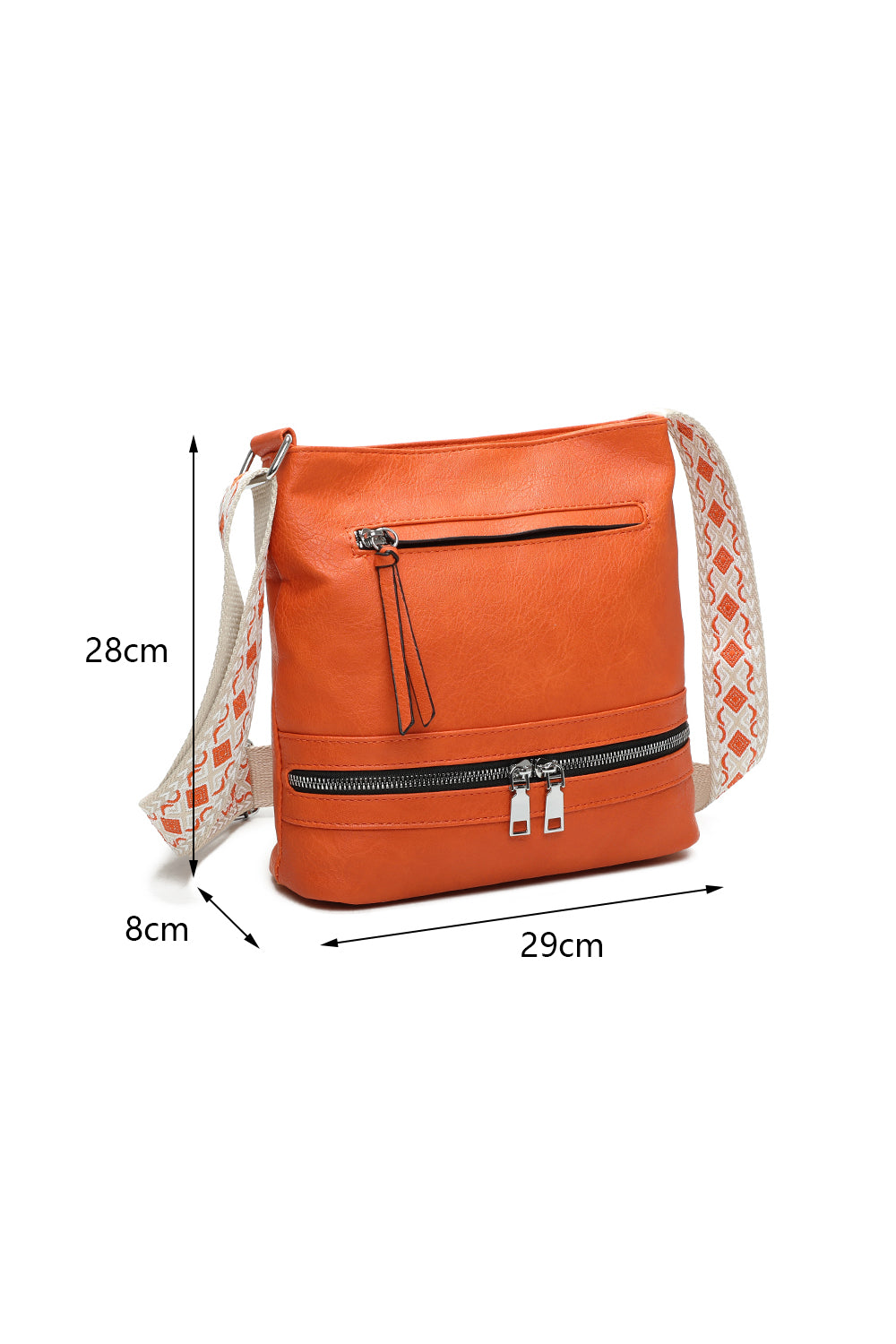 Ithnan Quadruple Zips Crossbody Messenger Bag with Canvas Strap