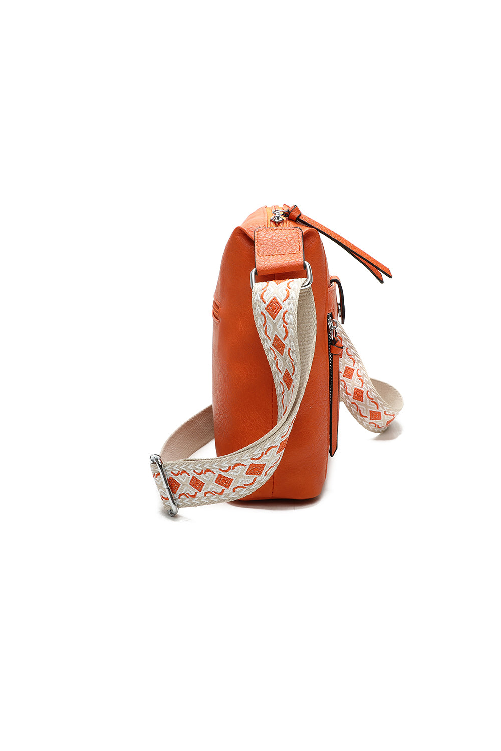 Madura Quadruple Zips Crossbody Messenger Bag with Canvas Strap
