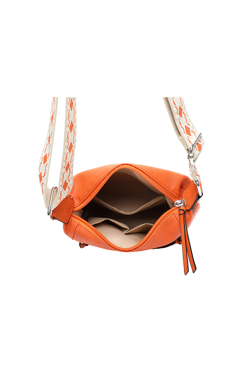 Madura Quadruple Zips Crossbody Messenger Bag with Canvas Strap