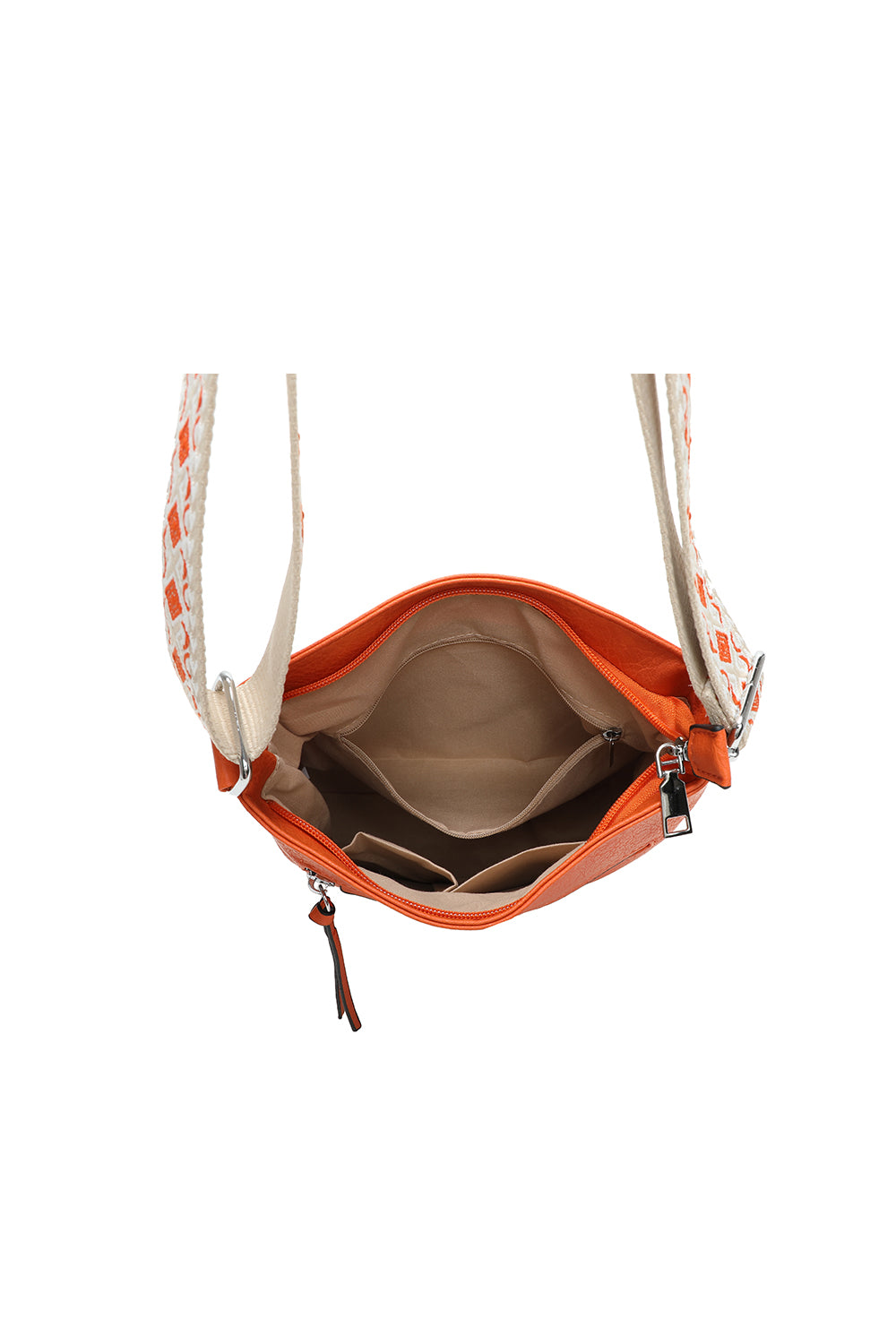 Ithnan Quadruple Zips Crossbody Messenger Bag with Canvas Strap