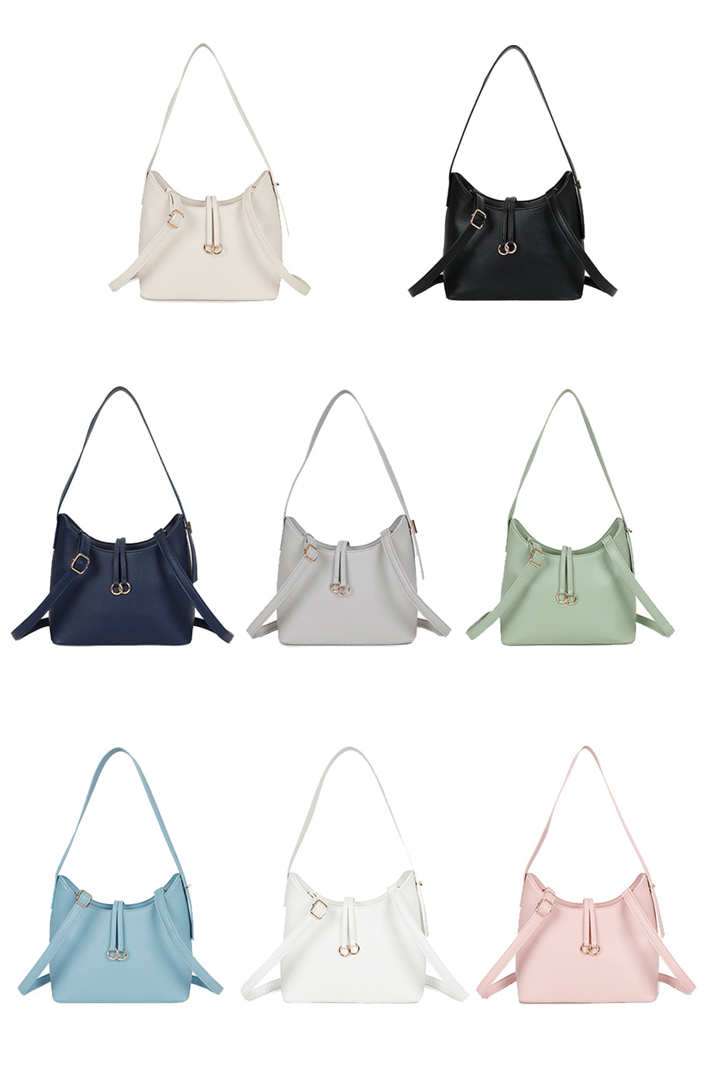 Halo Charm PU Leather Shoulder/Hobo Bag with Extendable Shoulder Straps and Extra-long Straps - RJ241076
