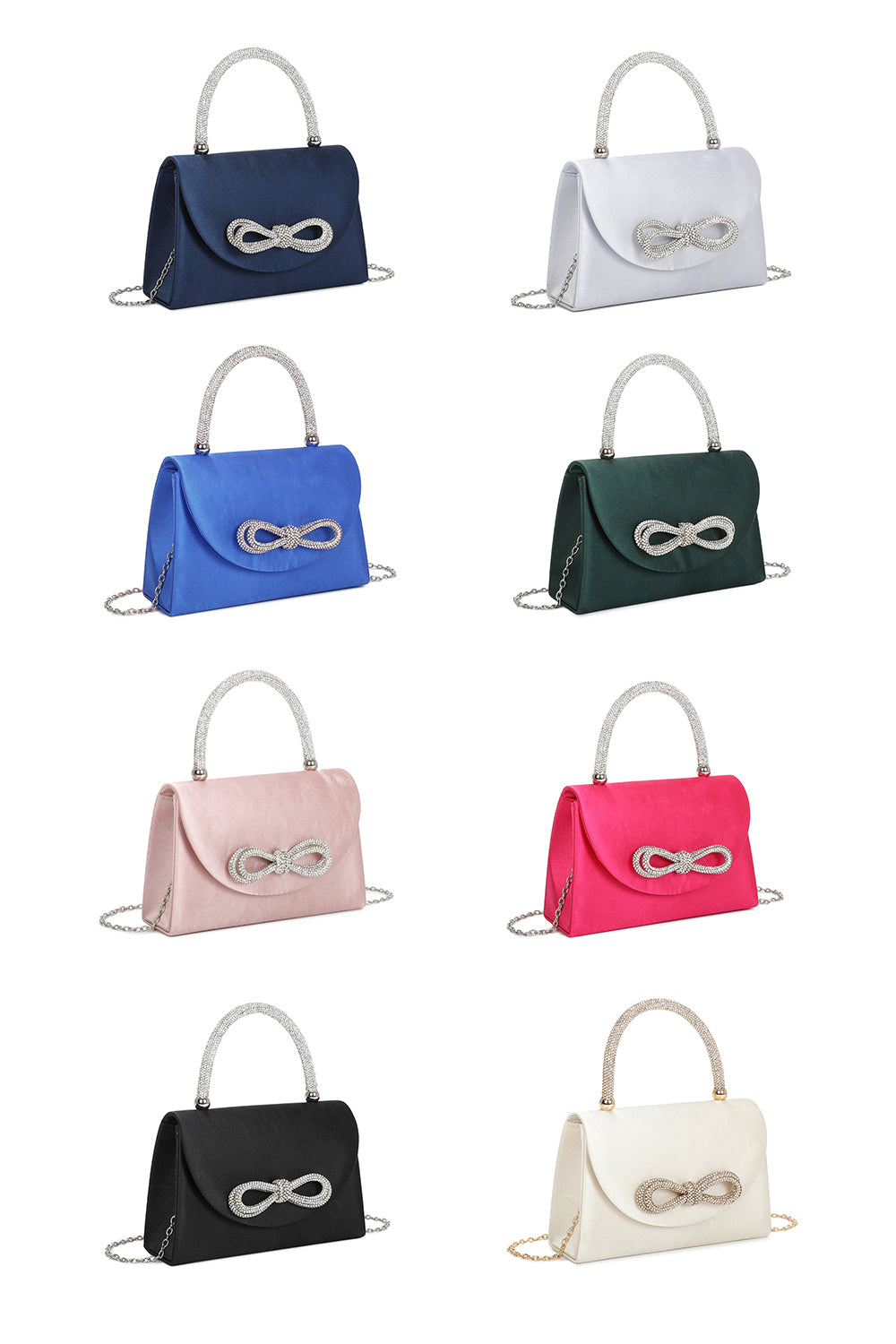 Camila Diamante Ribbon Envelope Style Shoulder Top-Handle Evening Bag - RZ2412