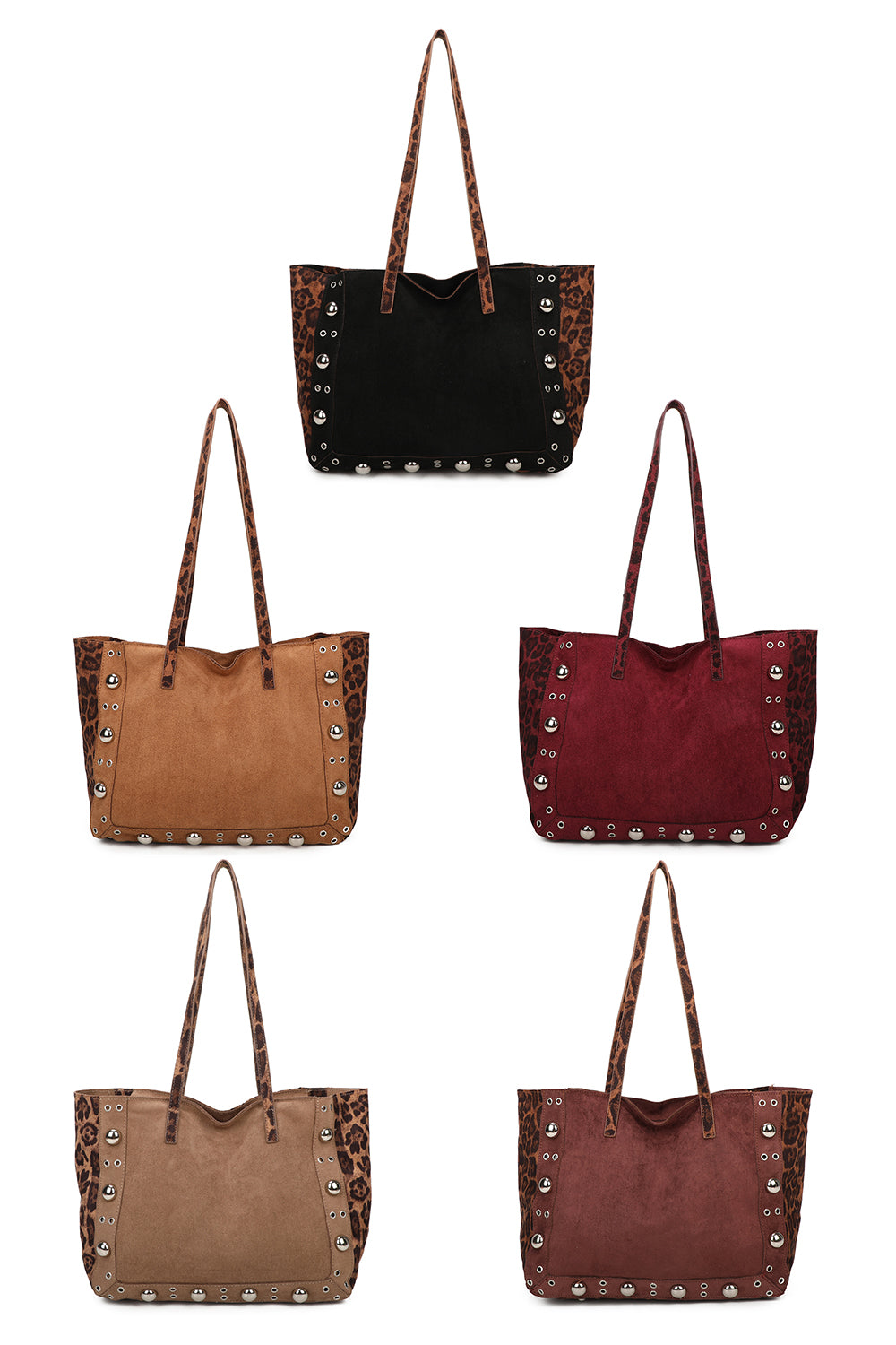 Leopard Patterned Luxe Soft Suede PU Leather Tote Bag Including A Crossbody Bag - RJ250478