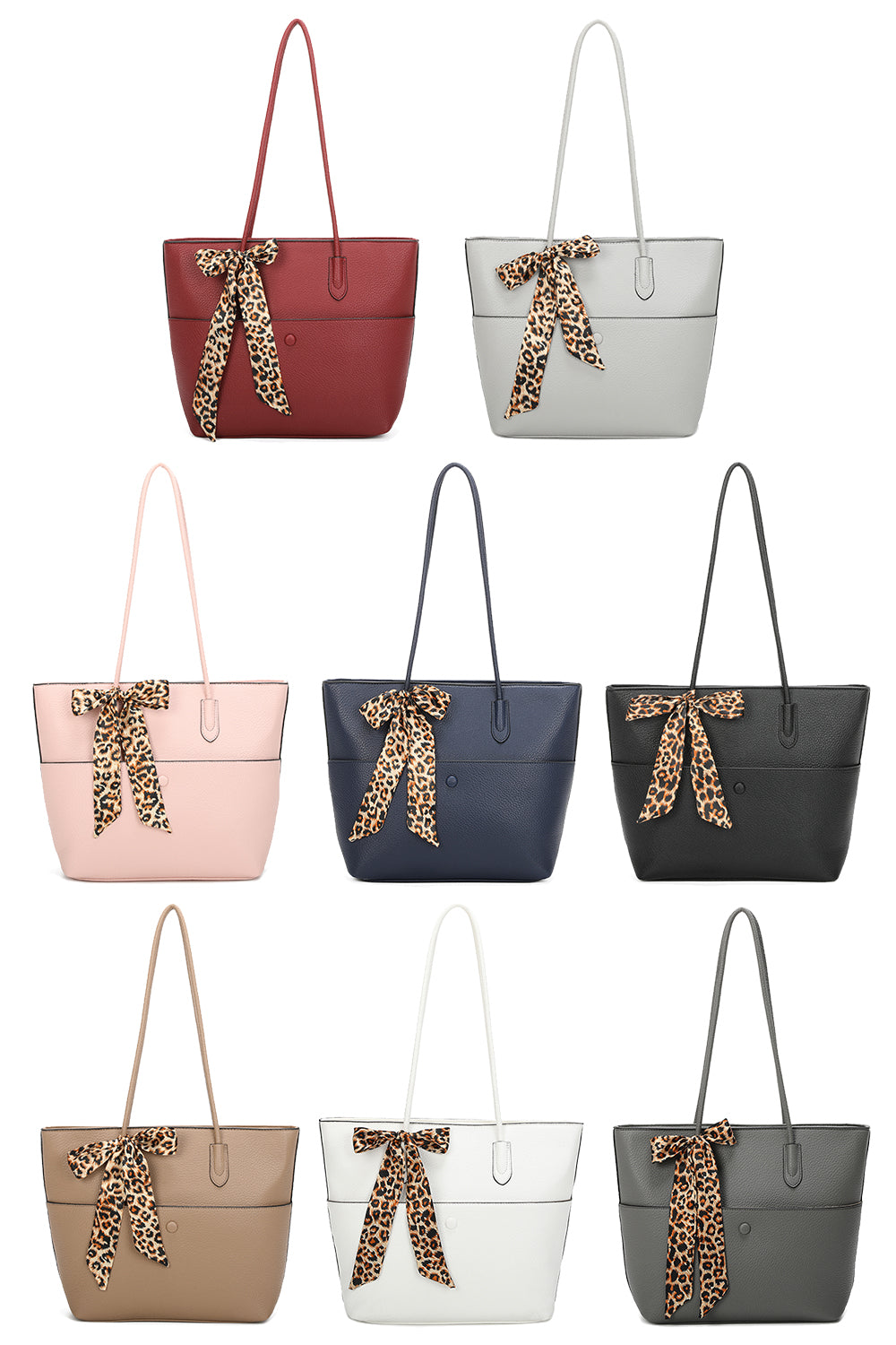 Savannah PU Leather Tote Bag With Leopard Style Ribbon - RB241029