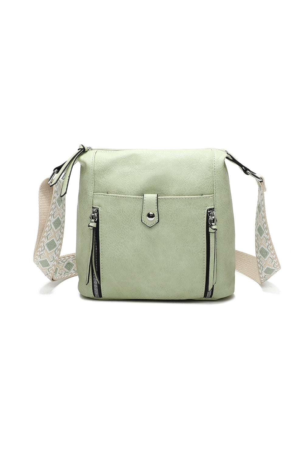 Madura Quadruple Zips Crossbody Messenger Bag with Canvas Strap