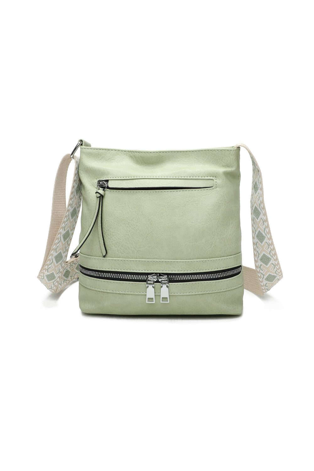 Ithnan Quadruple Zips Crossbody Messenger Bag with Canvas Strap