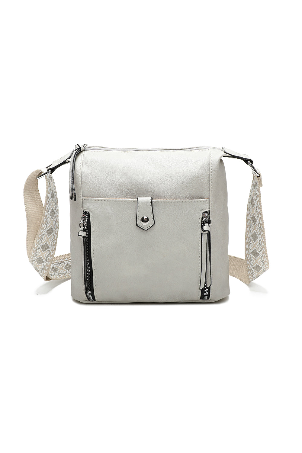 Madura Quadruple Zips Crossbody Messenger Bag with Canvas Strap