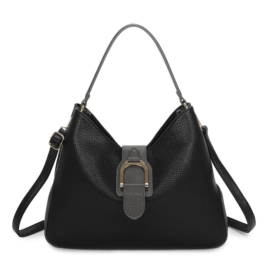Hari Two-Tone PU Leather Shoulder Bag