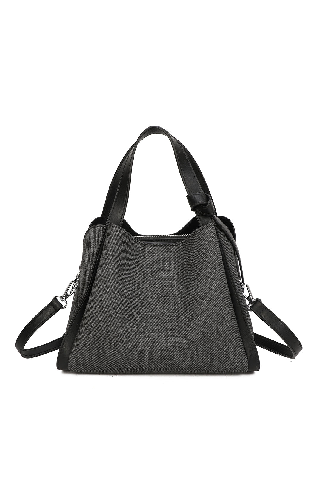 Meridian Triple Compartment Canvas PU Leather Top Handle Bag - RB250951