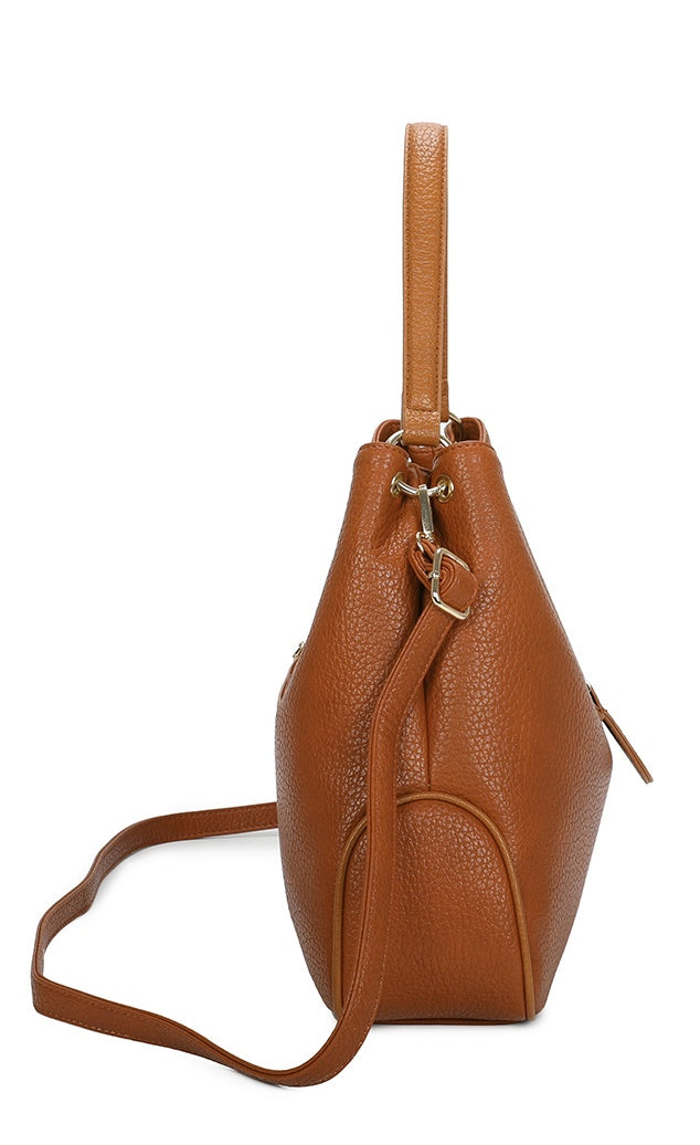 Hari Two-Tone PU Leather Shoulder Bag