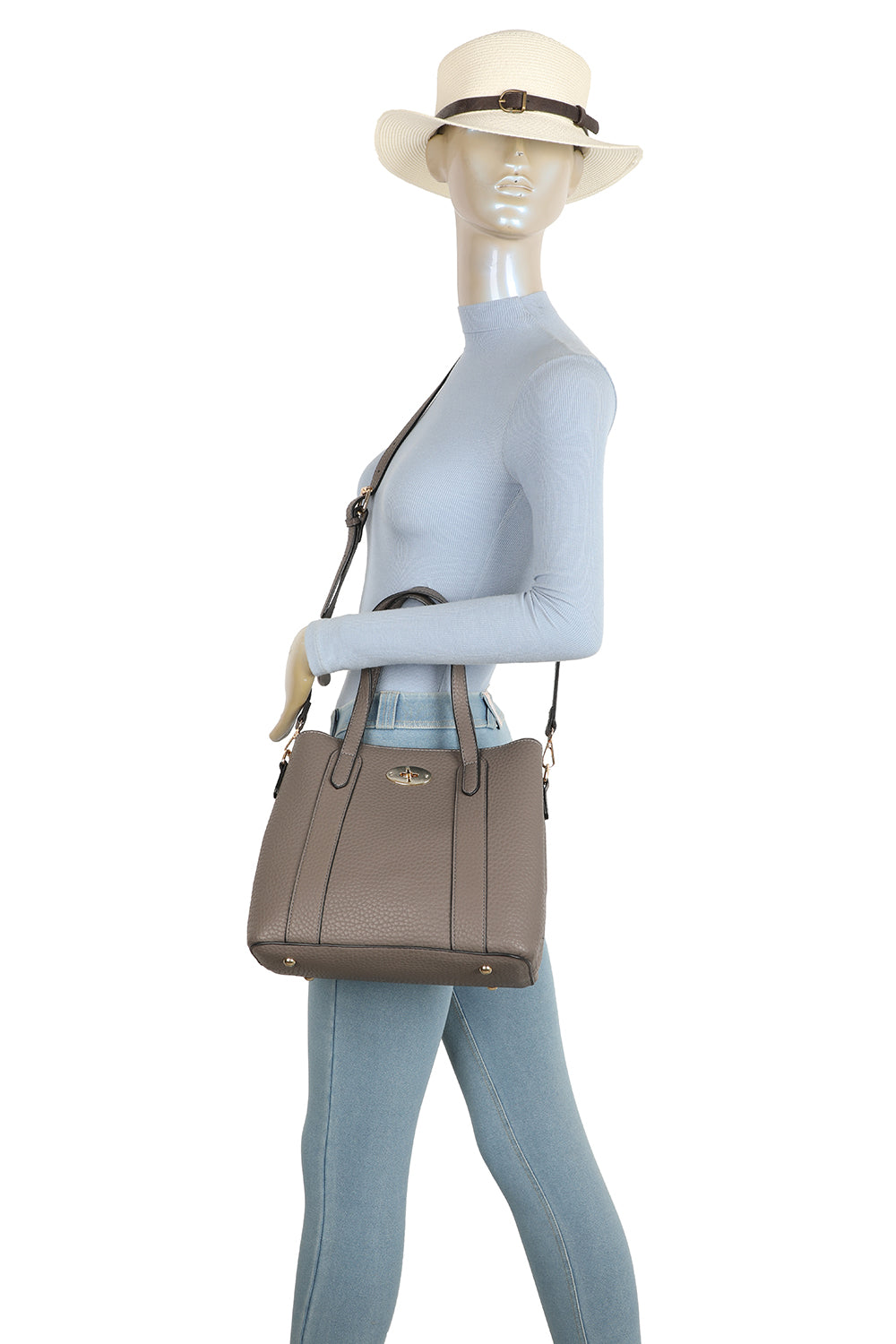 Evoline PU Leather Top Handle HandBag With Extra Removable Strap - RB250469