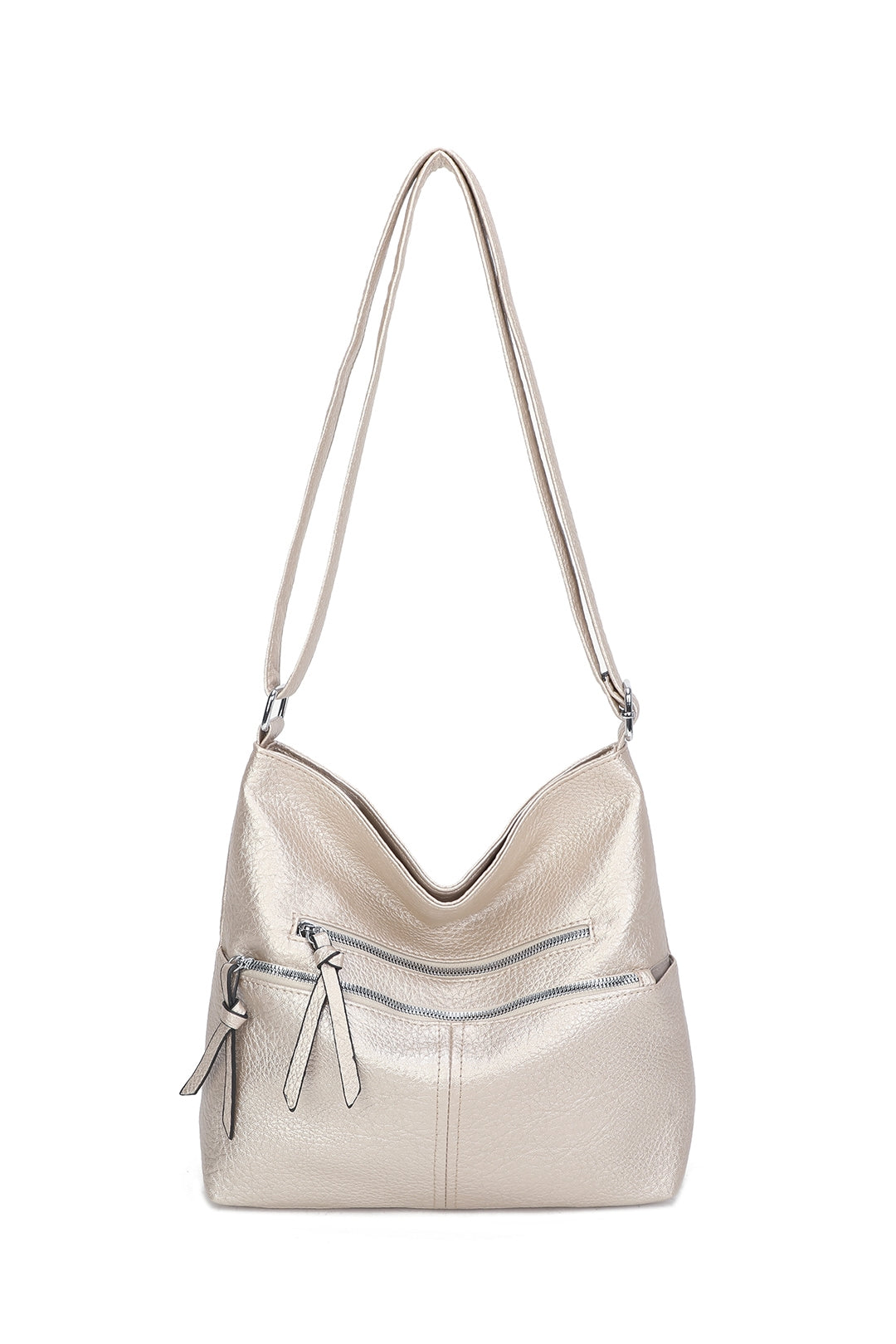 Harrison Minimalist Triple Zips PU Leather Oversized Crossbody Bag - RB220811