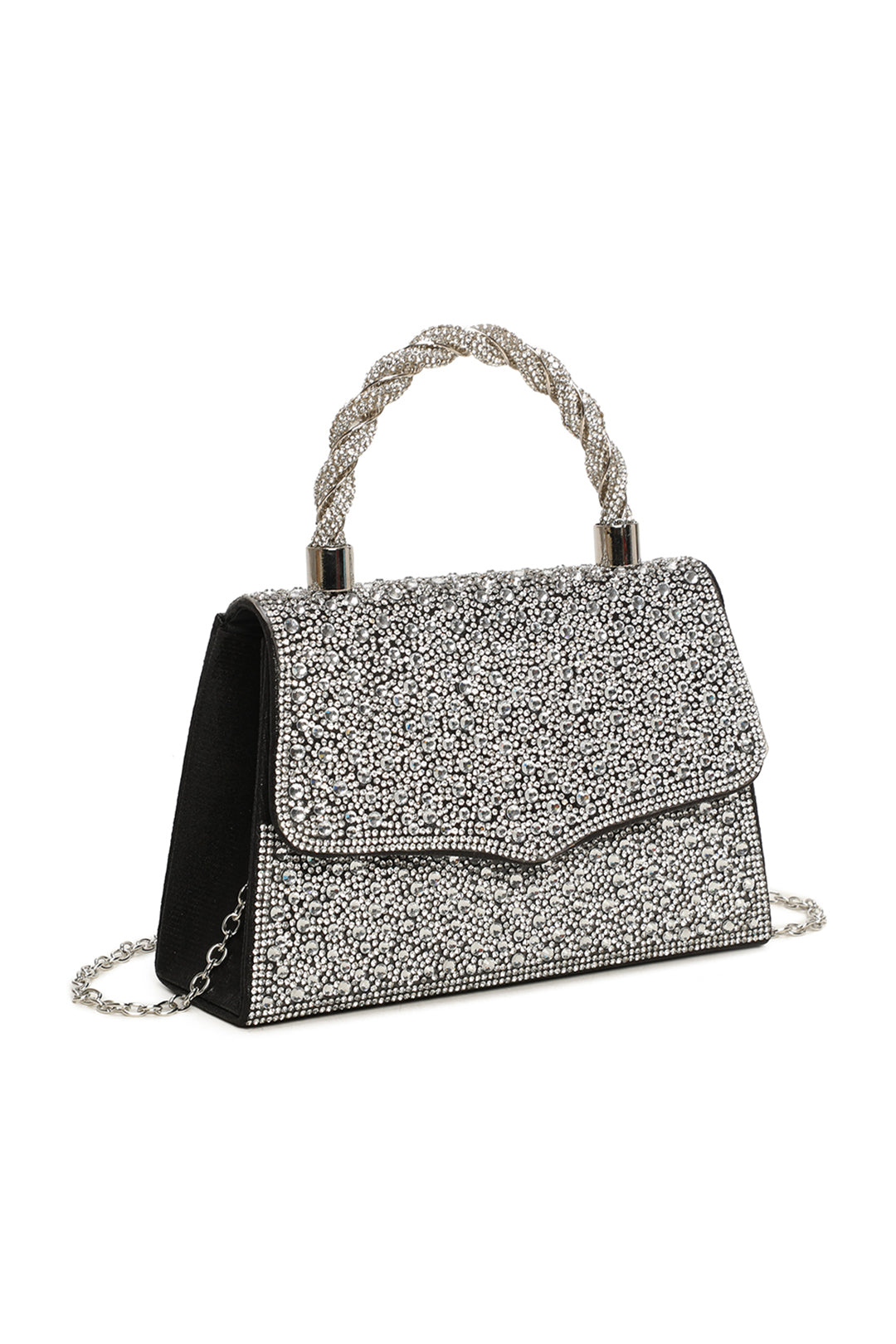 Diamante Trapezoid Shaped Shoulder Top-Handle Evening Bag (RZ2413)