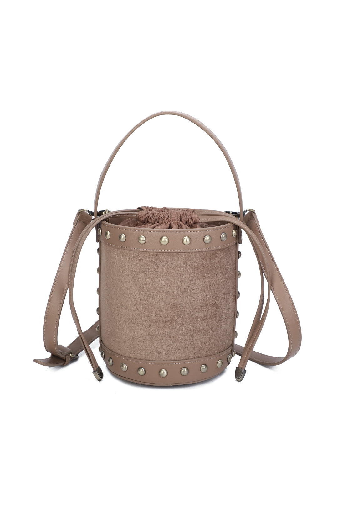 Rivet Suede Stud Detail Top Handle Bucket Bags - RY250961