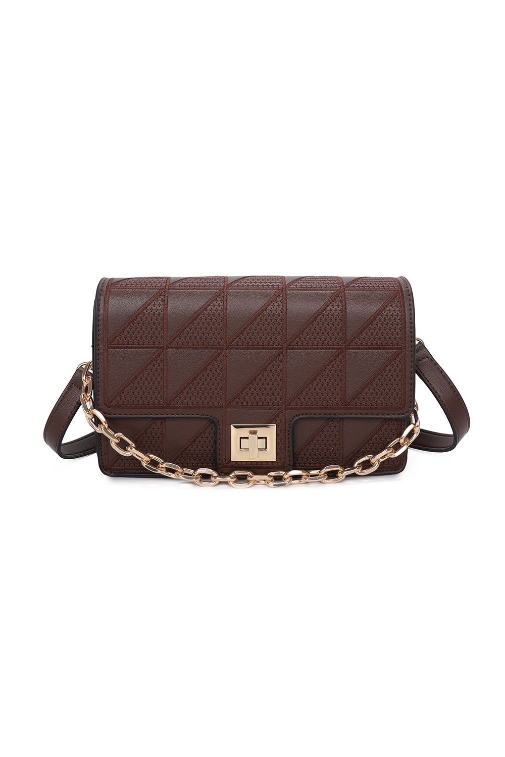 Triangular Patterned Chain Shoulder Bag