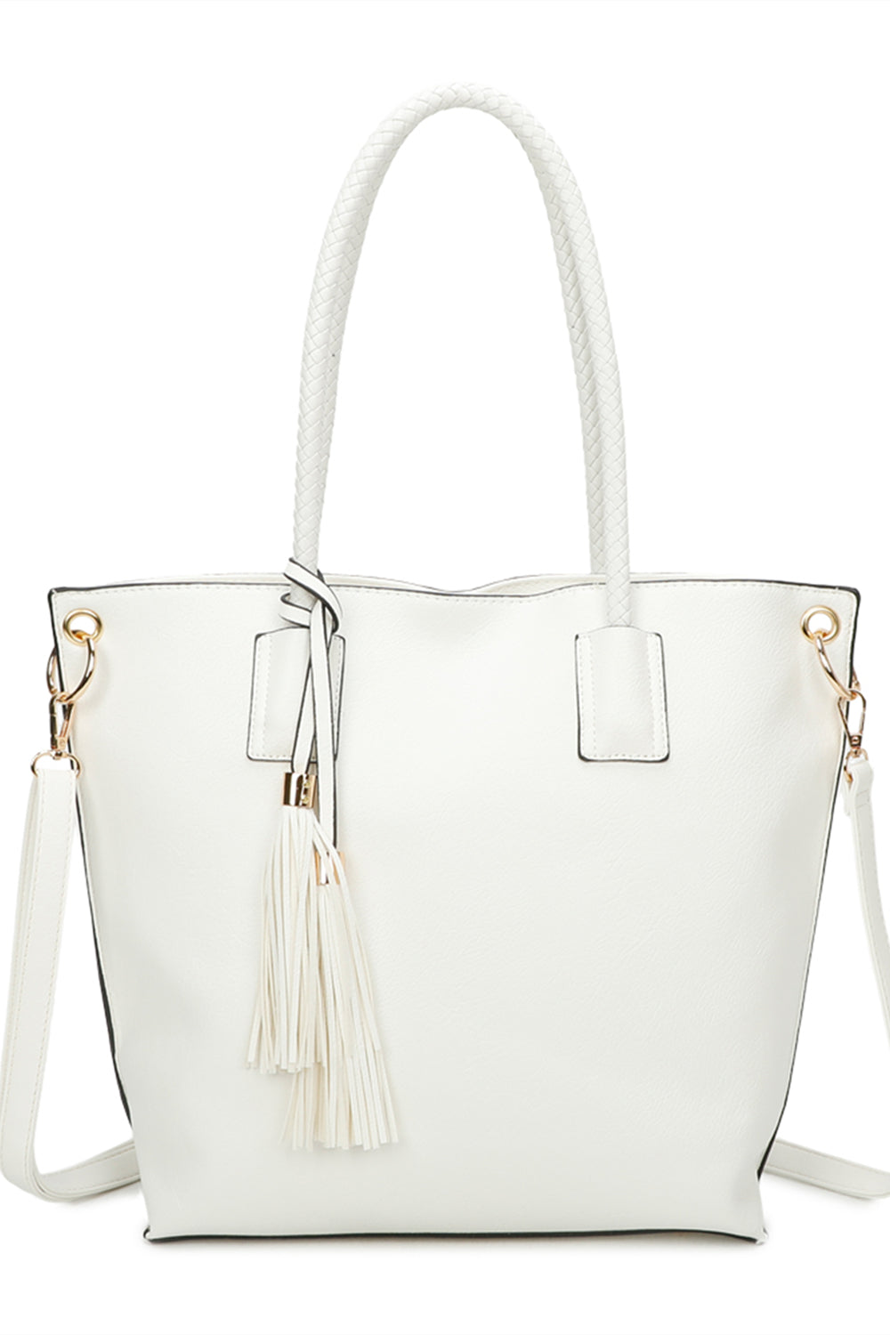 Reid Dual Tassel PU Leather Shoulder Tote Bag