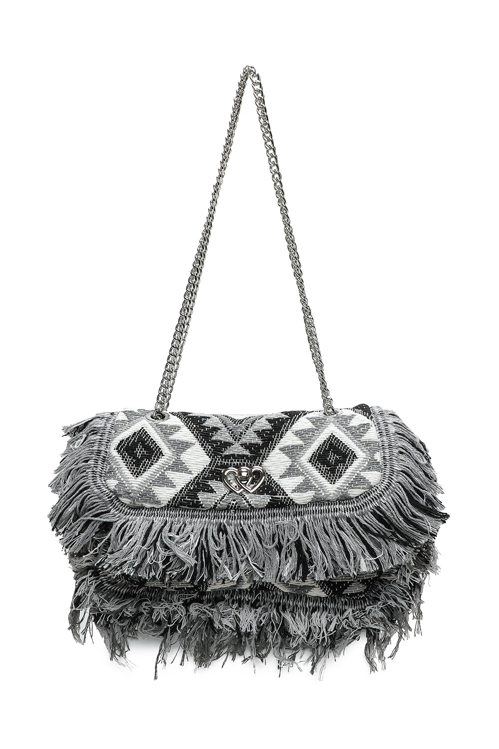 Orman Woven Finish Shoulder Bag with Chain Strap