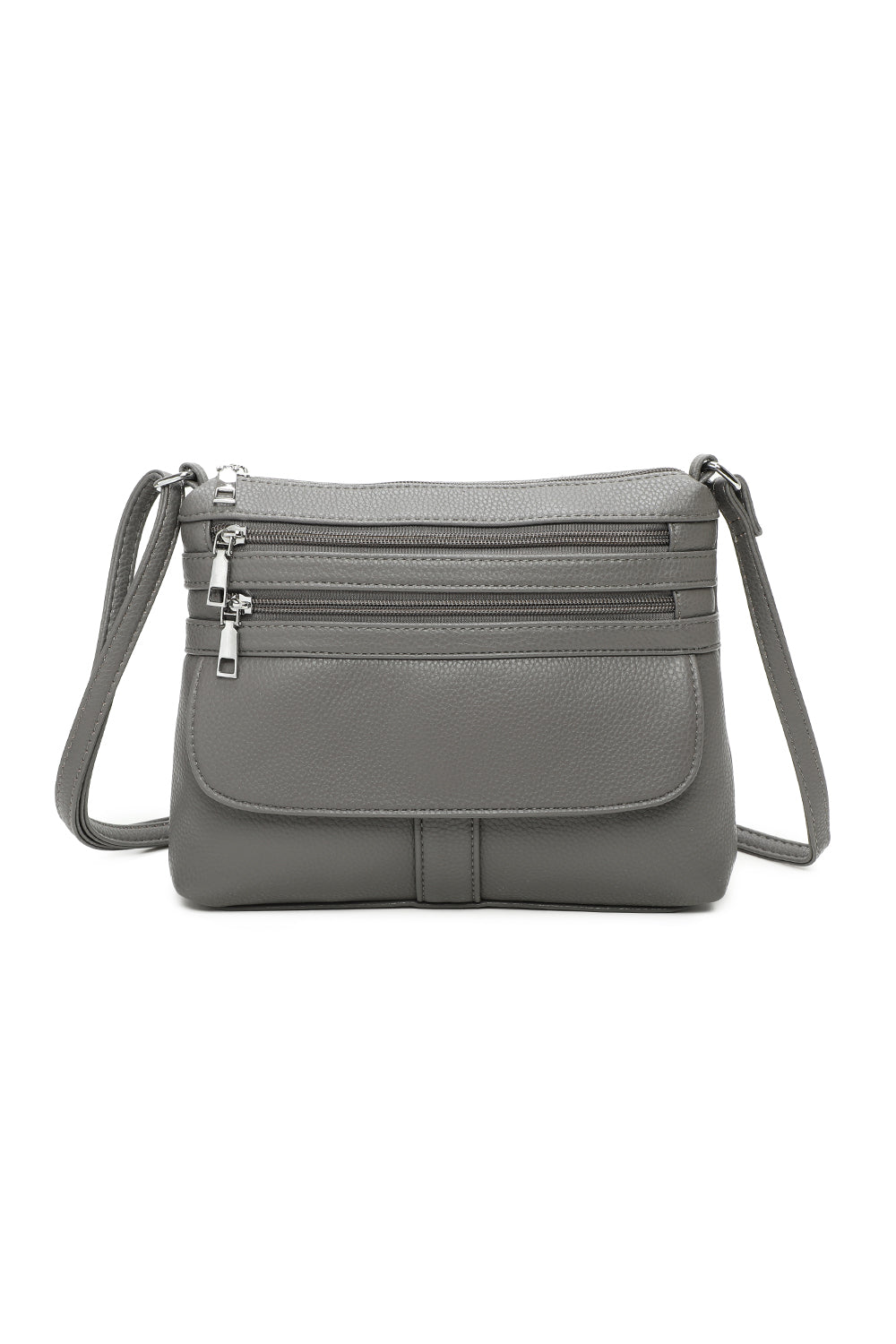 Quadruple Zips PU Messenger Bag