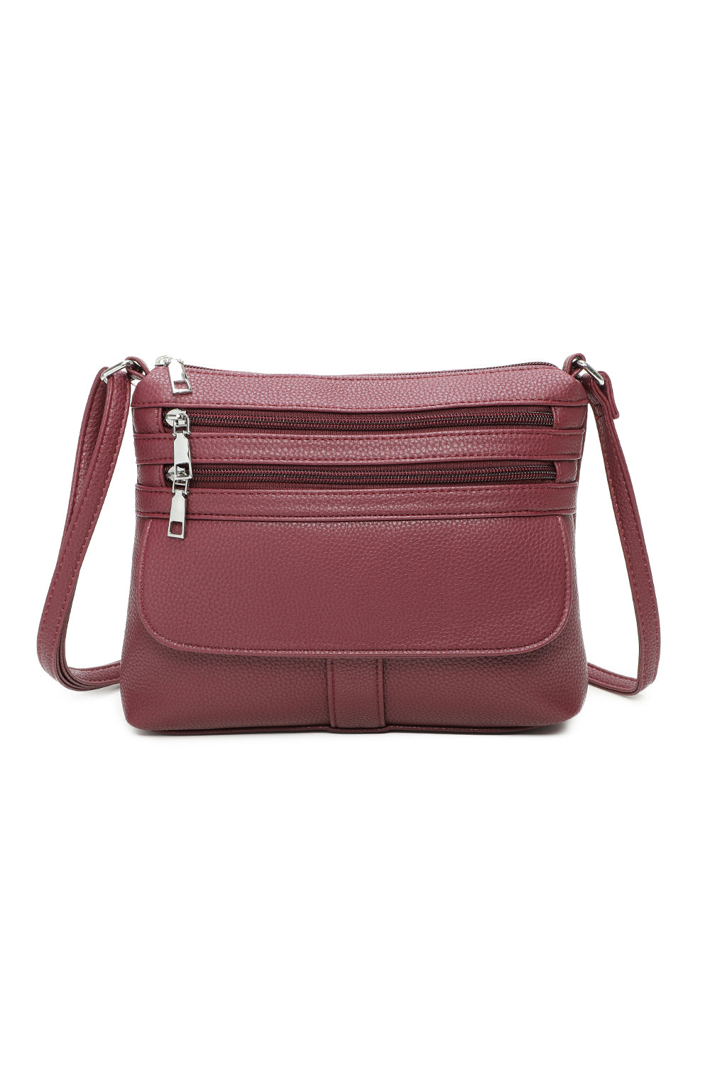 Quadruple Zips PU Messenger Bag