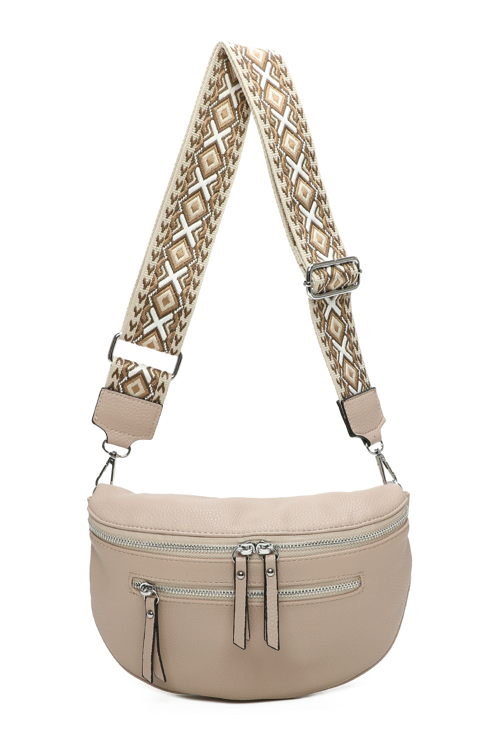 Bara Triple Zip Women's Cross body Bag with Canvas Strap