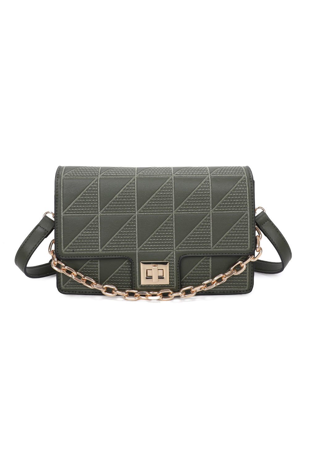 Triangular Patterned Chain Shoulder Bag