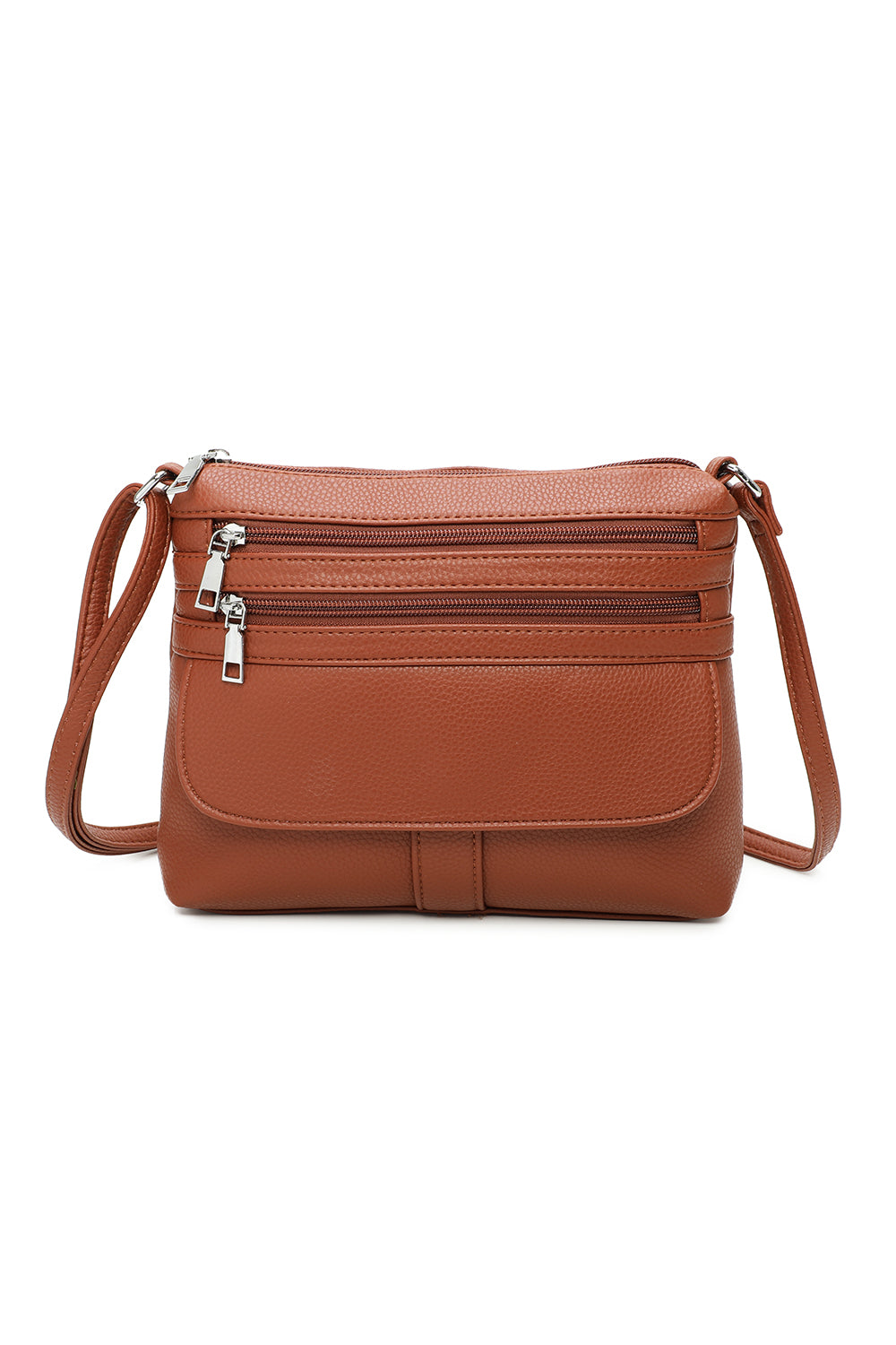 Quadruple Zips PU Messenger Bag