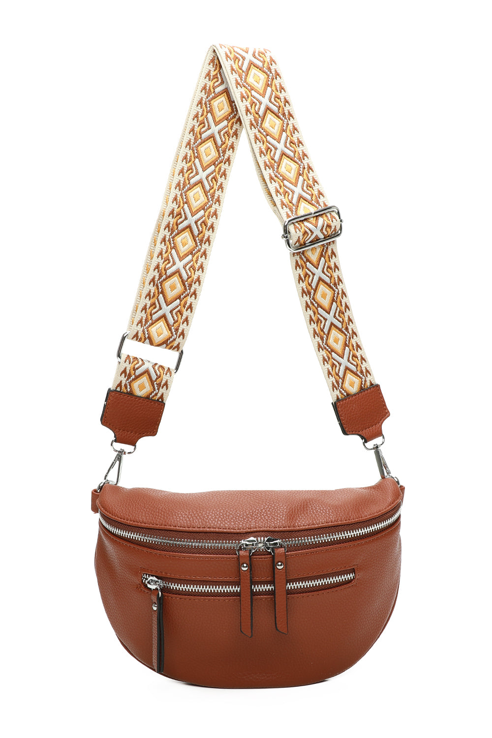 Bara Triple Zip Women's Cross body Bag with Canvas Strap