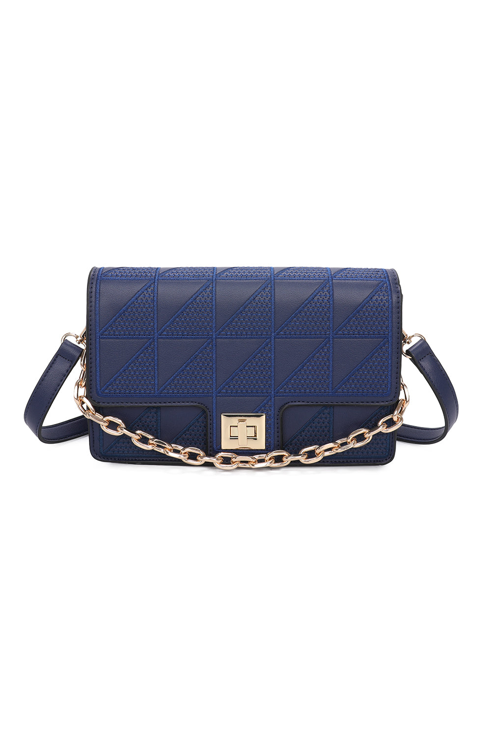 Triangular Patterned Chain Shoulder Bag