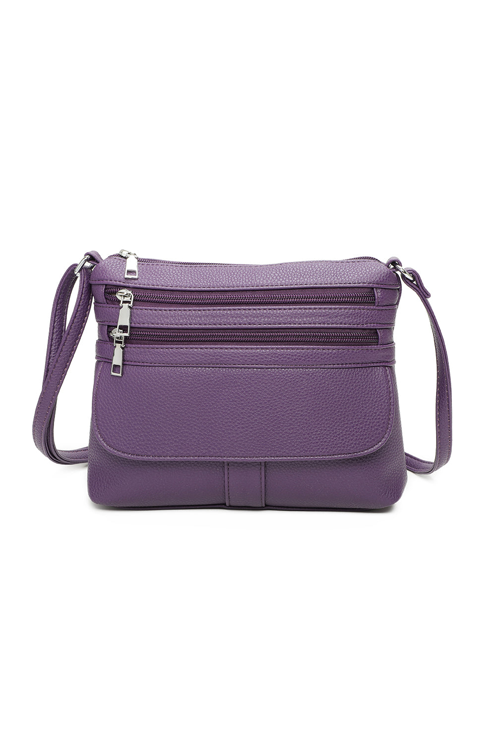 Quadruple Zips PU Messenger Bag