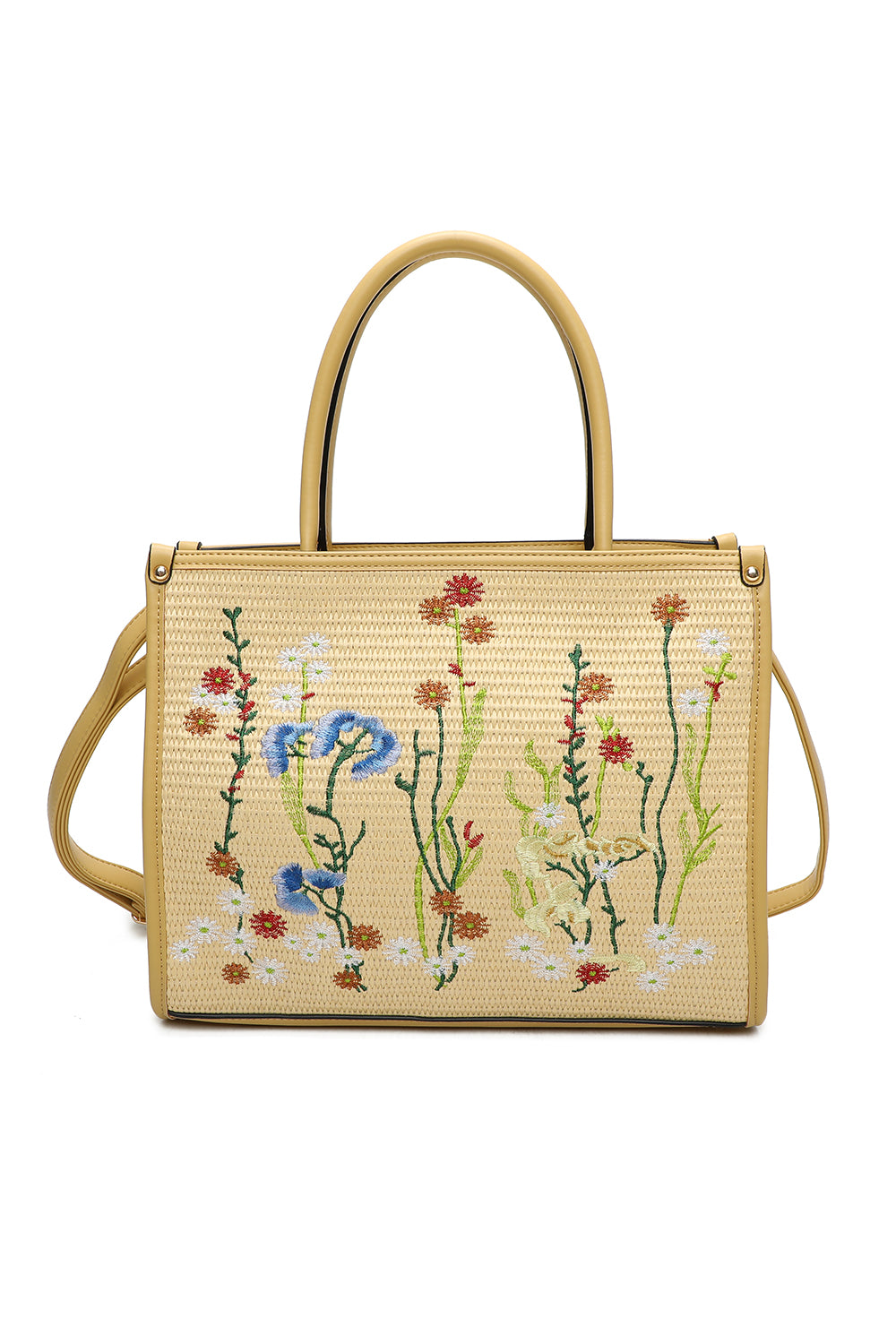 Yura Flower Woven Finish Shoulder Tote Bag