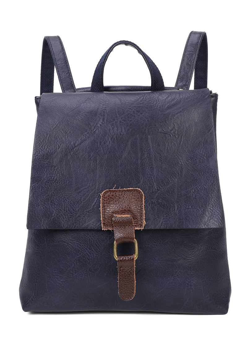 Allan Mini PU Leather Convertible Backpack Crossbody Bag with Real Leather Magnetic Fastening