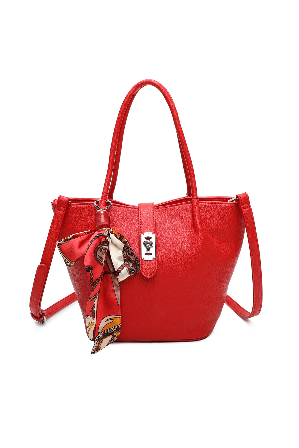 Tria Ribbon PU Leather Shoulder Tote Bag