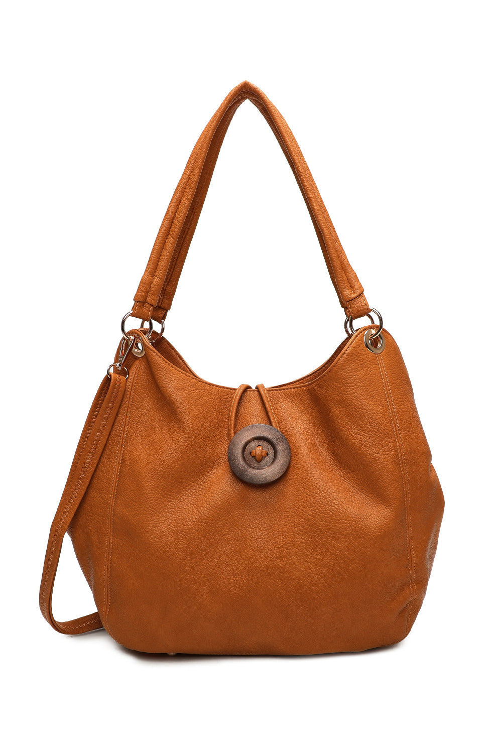 Hava Button Triple Compartments PU Leather Shoulder Bag