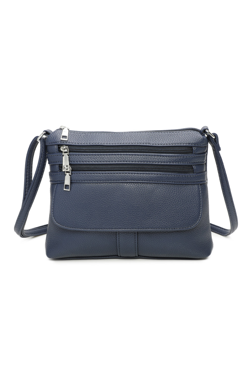 Quadruple Zips PU Messenger Bag