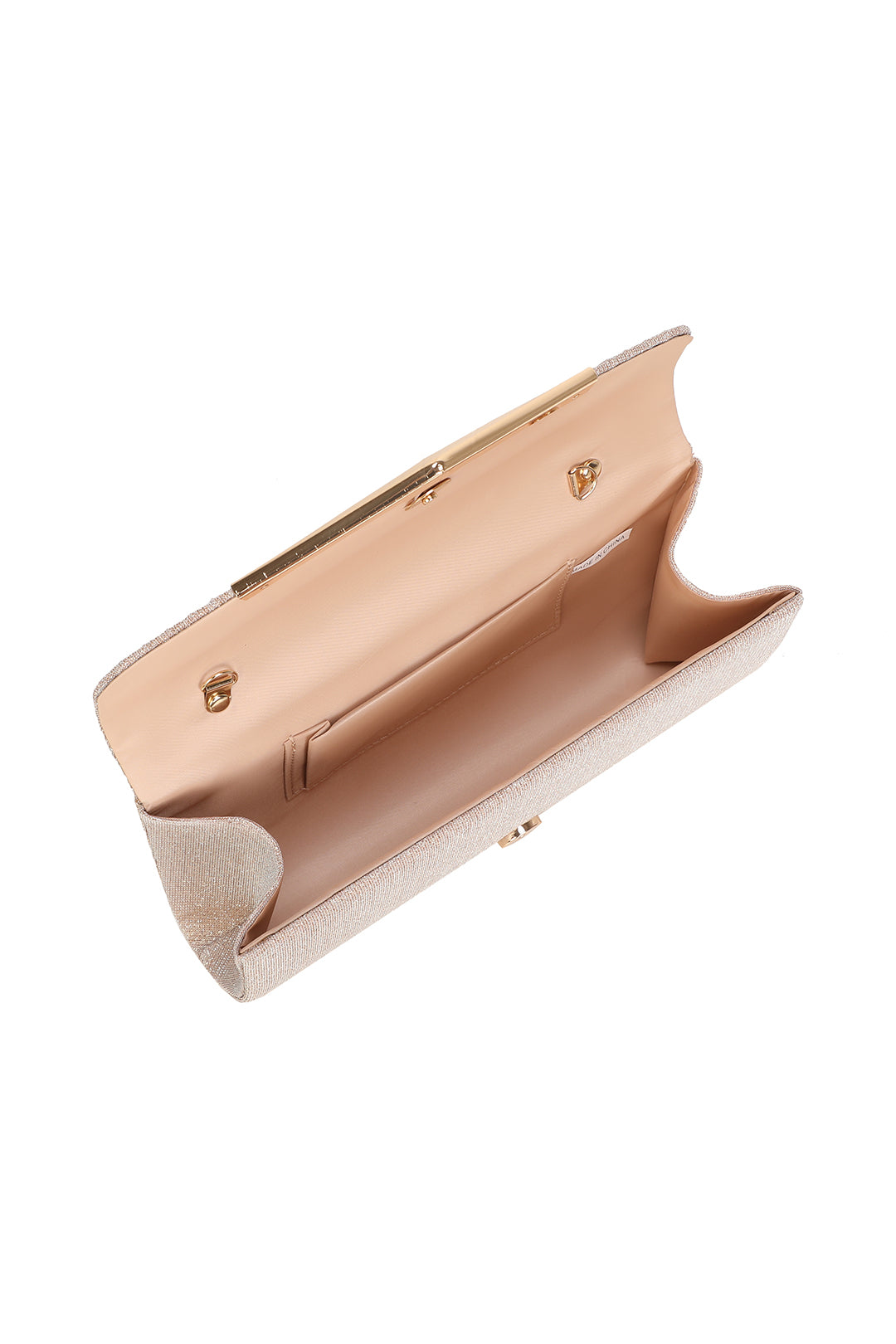 Celeste Fold Over V-shaped metal Pleated Glittering Clutch Bag - RH2601