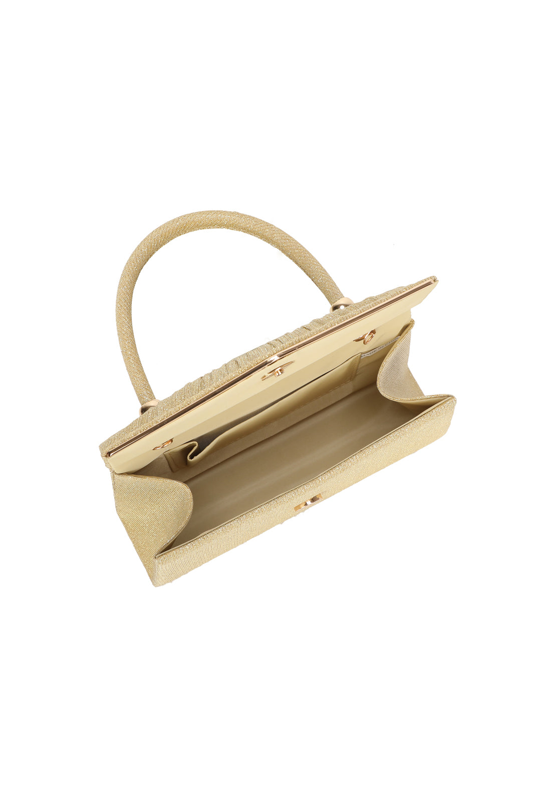 Aurenza Pleated Satin Top Handle Glittering Clutch Bag - RZ2512