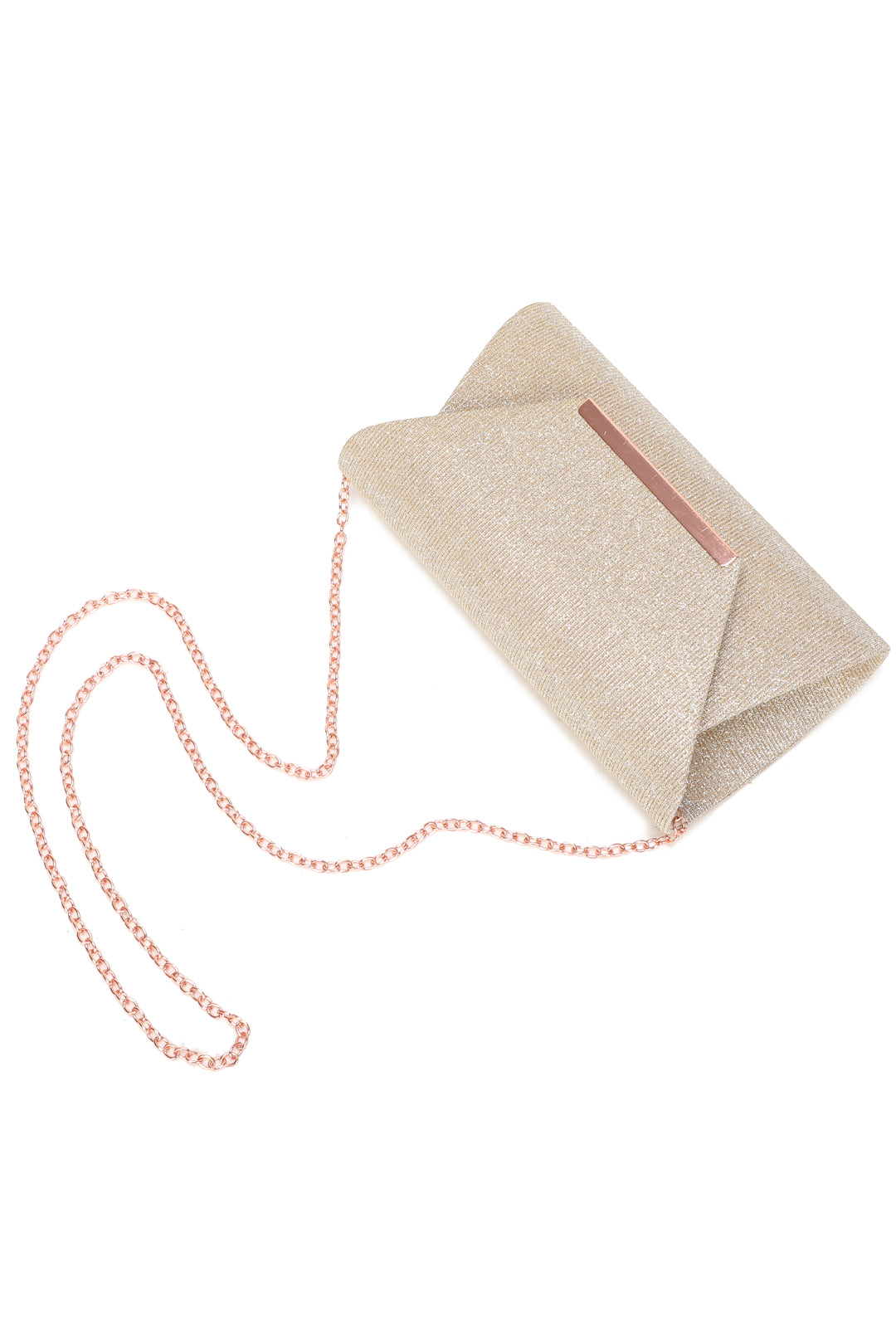 Iskaya Satin Fold Over Glittering Clutch Bag - RZ2511