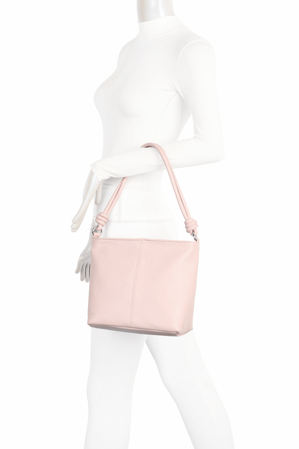 Velora PU Leather Shoulder Hobo Bag with Braided and Canvas Strap - RB241032