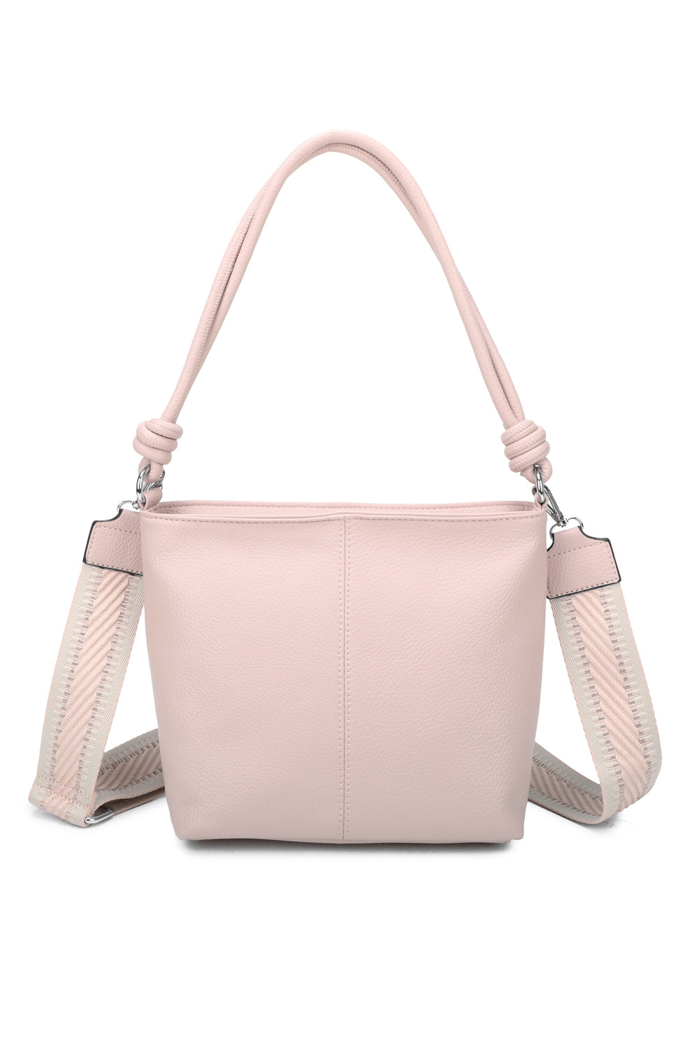 Velora PU Leather Shoulder Hobo Bag with Braided and Canvas Strap - RB241032