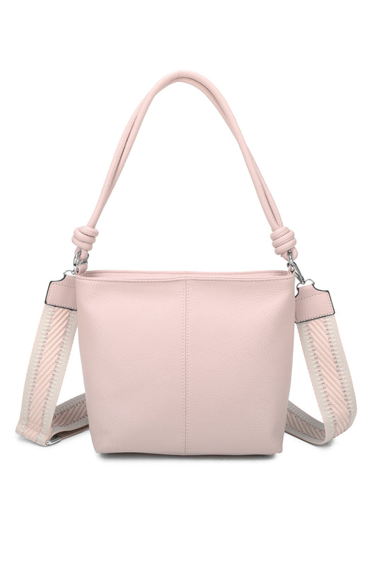 Velora PU Leather Shoulder Hobo Bag with Braided and Canvas Strap - RB241032